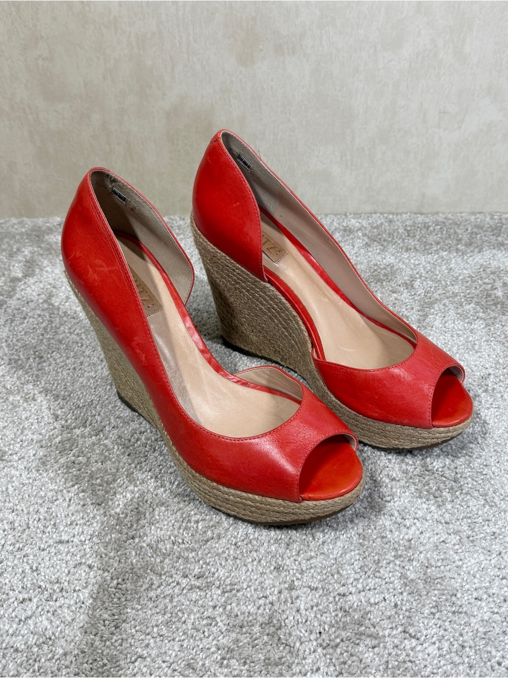 Schutz Women’s Wedges Heels Shoes Peep Toe in Orange 9